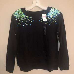 Girls Size 12 Justice Sequined black sweatshirt